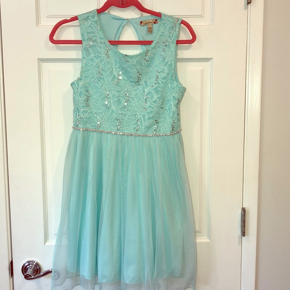 Beautiful girls turquoise party dress